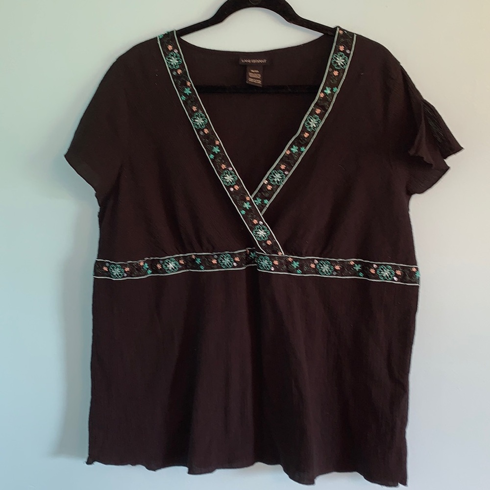 Lane Bryant 18/20 black short flutter sleeve  top